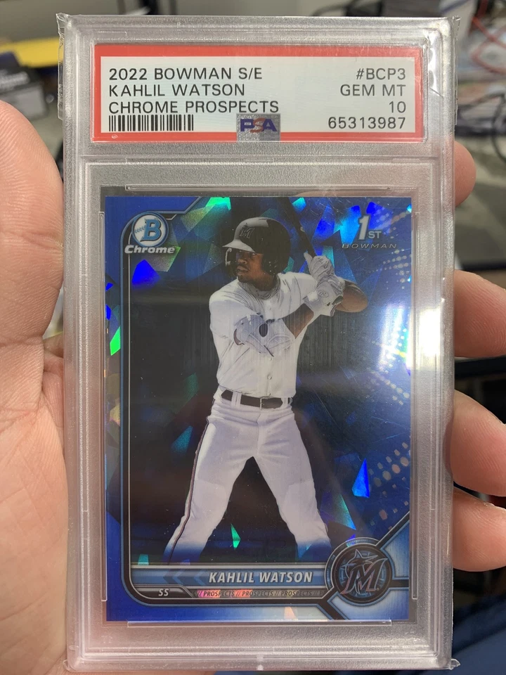 2022 Bowman Sapphire Edition Chrome Prospects Kahlil Watson #BCP3 PSA 10 - Image 1 of 1