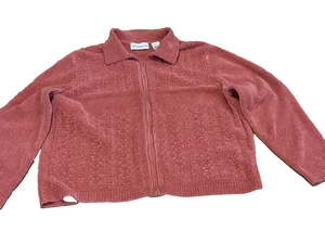 ALFRED DUNNER Damen Reißverschluss Kragen SOFTCardigan in Korallenrosa XL (50"Brustumfang - Bild 1 von 3