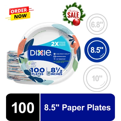 DIXIE ELECTRIC New ListingDixie Disposable Paper Plates, 8.5", Multi-Color, 100 Count