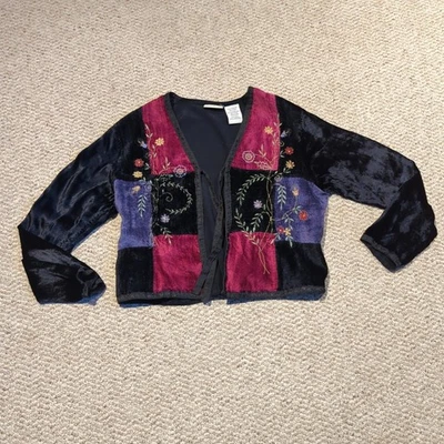 Chaqueta Blazer Vintage Y2K Terciopelo Patchwork M 8/10 Hada Capricho Ciervo Blanco Foto 1 de 4