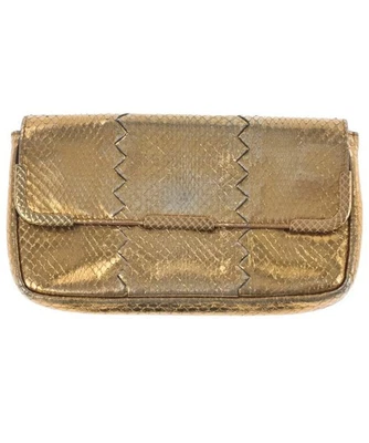 Bolso clutch Bottega Veneta dorado de cuero exótico auténtico de colección Foto 1 de 4