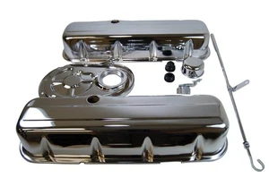 BBC Chevy 454 Chrome Dress Up Kit Tall Valve Covers 396 402 427 Big Block Chrome - Picture 1 of 2