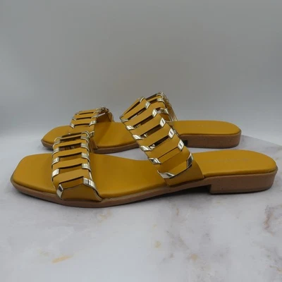 Zapatos BCBGeneration Mujer Talla 11 M Amarillo Sandalias Deslizables Doble Correa Lemah Foto 1 de 4