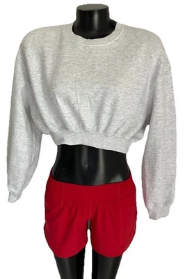ZARA gray HEATHERED cropped Womens W/Brushed lining SWEATSHIRT size: SMALL EUC - Image 1 of 4