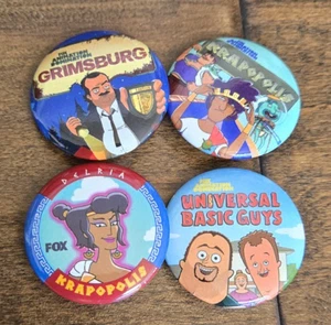 2025 SDCC EXCLUSIVE FOX BUTTON BADGE SET OF 4 KRAPOPOLIS GRIMSBURG BASIC GUYS - Bild 1 von 1