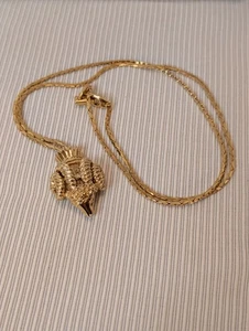Collar Colgante Vintage Monet Tono Dorado Zodiaco Ram Cadena Espiga - Imagen 1 de 8