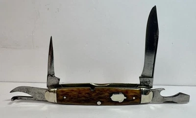 Cuchillo de Bolsillo Remington UMC Vintage R4233 Hueso Bellota Escudo Cuchillos 4 Hojas Scout Foto 1 de 4