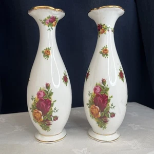 Paar Vintage Royal Albert Old Country Roses Knospenvasen 19 cm - Bone China - sehr guter Zustand - Bild 1 von 7
