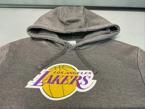 Lakers Hoodie Mens Medium Dark Gray NBA Pullover Sweatshirt Heather Basketball - Picture 1 of 9