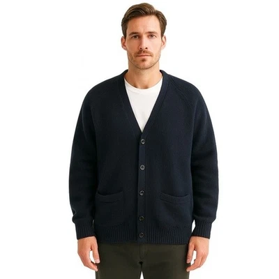 Club Monaco Oversized Navy Blue Grandpa Cardigan Sweater Men’s Small – Button Up - Image 1 of 4