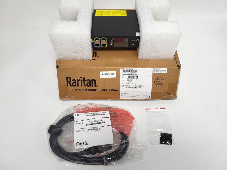 Raritan PXO-2402R-A16 Switched (4x) 5-20R, PDU 1U, 120V, 12A with Power Cord - Image 1 of 4