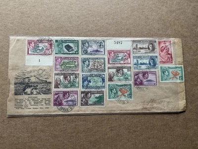 Pitcairn Islands 1953 Cover +Complete KGVI Set of 10 #1-8 +B&W Cachet +Scarce - Image 1 of 2