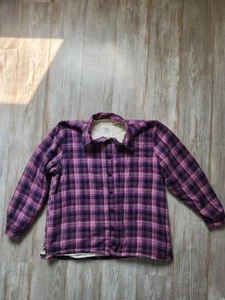 LL Bean Minky Fleece Lined Flannel Shirt Womens Purple Plaid Soft Thick Sz Small - Bild 1 von 7