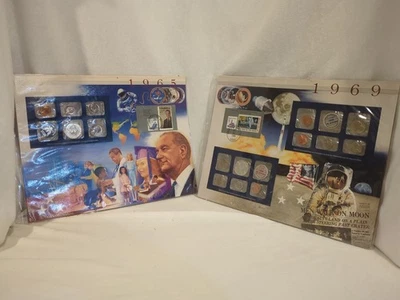 1969 Unc Mint Set P,S,D  Man Walk on Moon & 1965 Unc Mint Set, P - Image 1 of 4