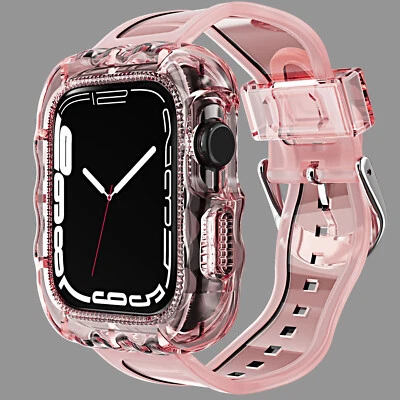 Estojo e pulseira esportiva transparente cristalina 44 mm para iWatch Series 6/5/4/SE 40 - Imagem 1 de 4
