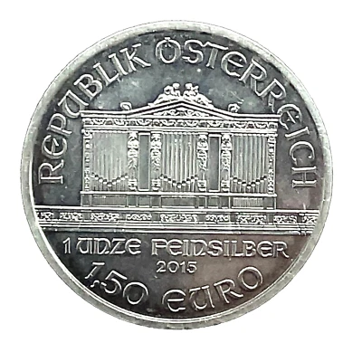 2015 Austria 1.5 Euro Vienna Philharmonic 1 Troy Oz  .999 Silver Uncirculated - Image 1 of 4