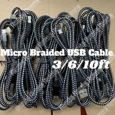 Micro USB to USB A Cable Android Charger Braided Cord For Samsung Google LG LOT - Image 1 of 4