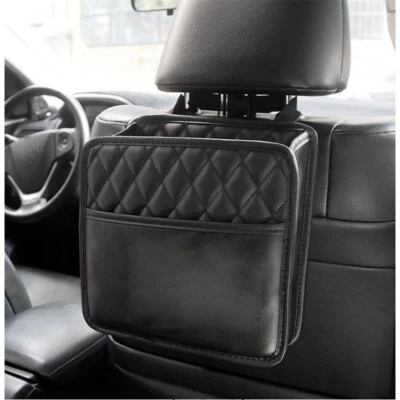 Car SUV Seat Storage Bag PU Leather Multifunction Hanging Storage Pocket Black - Image 1 of 4