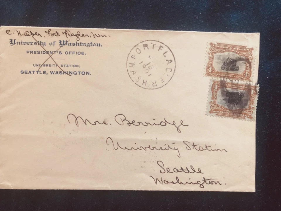 PAN AMERICAN EXPO-PAIR OF SC#296 4-CENT PAN AM FROM FORT FLAGLER,WASH - Image 1 of 1