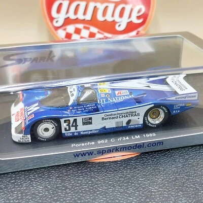 SPARK 1/43 Porsche 962 C n° 34 LM 1989 синий S1963 смола модель автомобиля без повреждений - Изображение 1 из 4