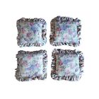 VTG Set of 4 Floral and Fruit 15x15 Square Ruffle Pillows Reversible Cottagecore