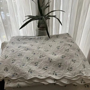 Colchas Domingos Matelasse Coverlet Blue Rose Cotton 92" 72" NWOT - Picture 1 of 8