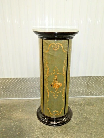 STUNNING ITALIAN SORRENTO INLAID WOOD PEDESTAL/ CABINET WITH HIDDEN DOOR Cover