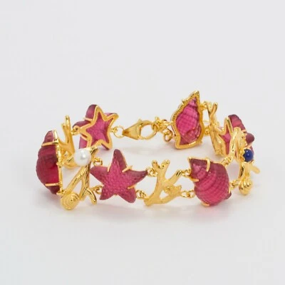 TAGLIAMONTE BRACCIALE IN ARGENTO 925 CON PASTE VITREE ROSSE PERLE LAPIS TGN 923 - Immagine 1 di 3