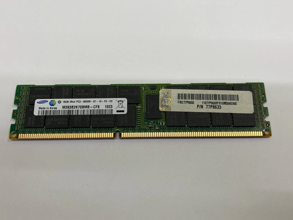 Samsung M393B2K70BMB-CF8 16GB 4Rx4 PC3-8500R IBM PN 77P8633 FRU 77P8633 - Image 1 of 1