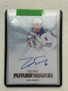 2021-22 UD Zac Jones SP Authentic Retro Future Watch Auto /499 New York Rangers
