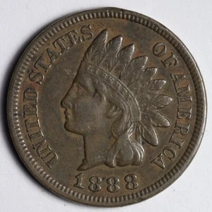 1888 Indian Head Cent Penny AU Digit In Denticles Error E181 VZCB - Picture 1 of 3