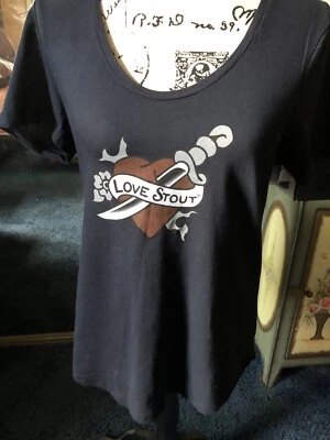 American Apparel Black Short Sleeve 100% Cotton “Love Stout” T-shirt Size Small - Image 1 of 4