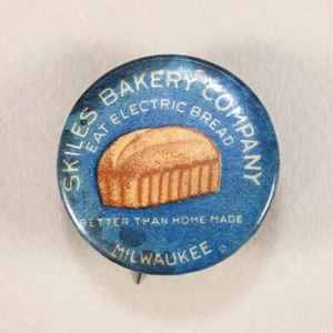 1910s Skiles Bakery Electric Bread Milwaukee Advertising Vintage Pinback Button - Picture 1 of 2