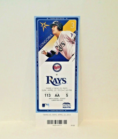 TB Rays Minnesota Twins April 22nd, 2012 Season Ticket Joe Mauer Cover