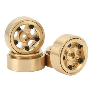 (Gold)4Pcs RC Beadlock Wheel Rim Hubs Adhesive Brass RC Car Upgrade LJ - Picture 1 of 24