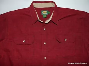 Cabelas Mens XL Corduroy Trim Red Black Glen Plaid Long Sleeve Shirt Polyester - Picture 1 of 11