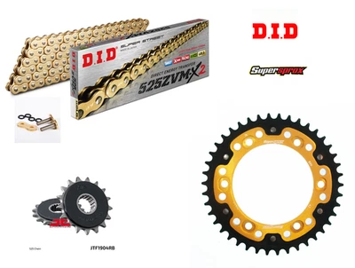 KTM 1290 Adventure DID Gold X-Ring cadena de alta resistencia y kit de piñón SuperSprox Foto 1 de 4