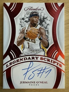 2024/25 Panini Flawless Jermaine O’Neal Legendary Scripts Auto 14/15 Ruby Pacers - Picture 1 of 2