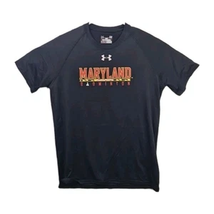 Under Armour Loose Fit Maryland Badminton Short Sleeve T-shirt Sports Black Sz S - Picture 1 of 8