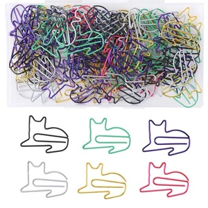 100 Pcs Large Cat Paper Clips Cute Animal Shaped Paperclip 6 Colors Creative ... - Picture 1 of 7