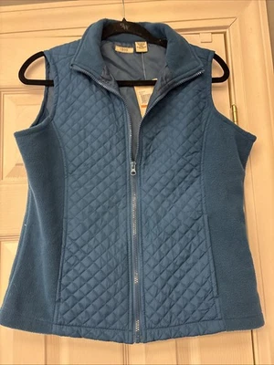 NWT Izod Women's Reversible Full Zip Vest Size Small Fleece & Quilted Aqua Teal - Image 1 of 4