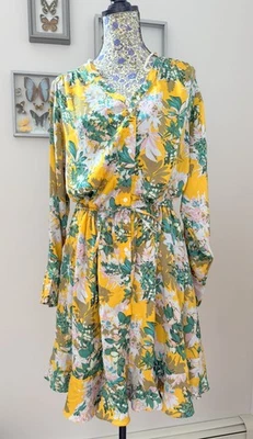 NTW Jessica Simpson  Women's 1X Bloomfield Golden Rod Floral Button Up Dress - Image 1 of 4