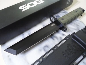 SOG Bar15T Tanto Combat Knife Fixed Blade Aus-8 OD G10 SOGBY1002-BX M-9 Bayonet - Picture 1 of 10