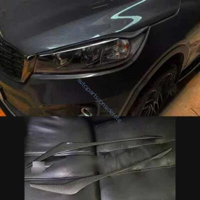 For Kia Sorento 16-2020 ABS Carbon Fiber Front Headlight Eyebrow Eyelid Strip - Imagem 1 de 4
