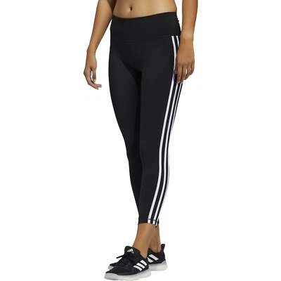 adidas Believe This 2.0 3 Stripes High Rise Womens Training Tights Black 7/8 Gym - Image 1 of 4