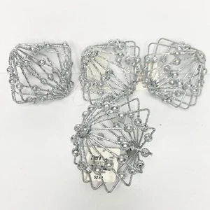 Pier 1 Bowl Filler Decor • 4” Silver Glittery Balls Set/4 - Picture 1 of 1