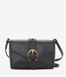 $228 NWT ETIENNE AIGNER LEATHER MIA FLAP SIGNATURE HARDWARE CROSSBODY BLACK - Picture 1 of 10
