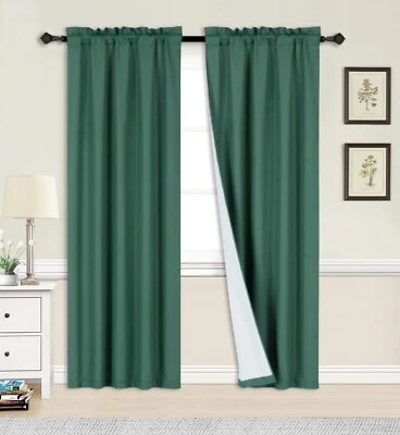 1 SET SOLID WINDOW CURTAIN PANEL LINED FOAM BACKING LIGHT BLOCKING 84 - Image 1 of 2