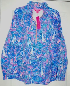 LILLY PULITZER SKIPPER LUXLETIC POPOVER TOP SAILABRATION BOCA BLU XL NUOVO CON ETICHETTE - Foto 1 di 4
