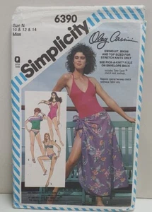 Simplicity Sewing Pattern 6390 c1984 Size 10-14 Uncut/Cut Oleg Cassini Swimsuits - Picture 1 of 6